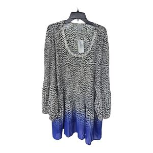 Catherines Tunic Blouse Womens 5X Plus Front Cutout Ombre Embellished New
